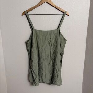 Bae The Label Ease Away Crinkle Top  Tank Large Soft Khaki Maternity Nursing